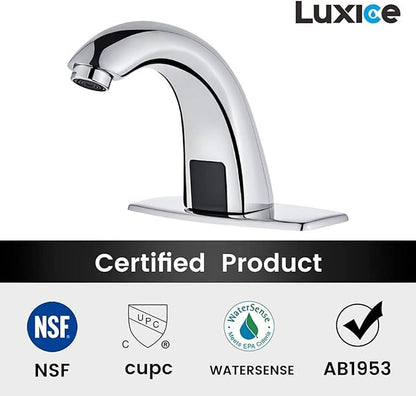 Touchless Bathroom Sink Faucet - Automatic Motion Sensor Faucet - Battery Opertated for Commercial Lavatory, Chrome