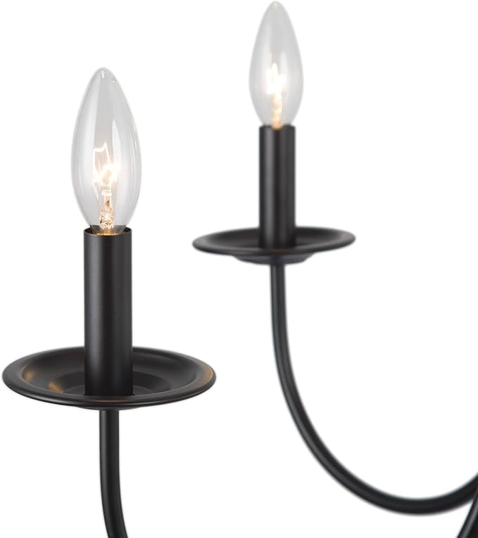 KSANA Chandeliers for Living Room, 6 Light Chandeliers with Candlestick Matte Black Chandelier Hanging Light Fixtures for Kitchen, Dining Room, Bedroom