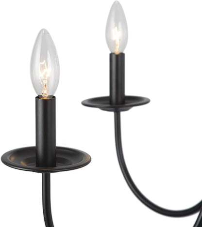 KSANA Chandeliers for Living Room, 6 Light Chandeliers with Candlestick Matte Black Chandelier Hanging Light Fixtures for Kitchen, Dining Room, Bedroom