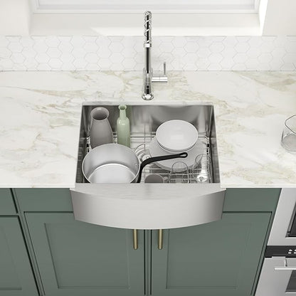 Logmey 24 Inch Farmhouse Sink 24x20 Apron Front Stainless Steel Farn Sinks 16 Gauge Single Bowl Kitchen Sink 24x20x9