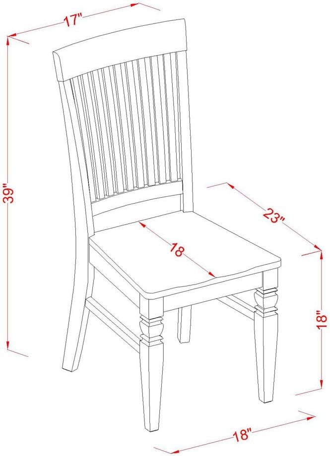 East West Furniture WEC-BMK-W Weston Kitchen Dining Chairs - Slat Back Wood Seat Chairs, Set of 2, Buttermilk & Cherry