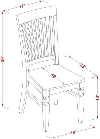 East West Furniture WEC-BMK-W Weston Kitchen Dining Chairs - Slat Back Wood Seat Chairs, Set of 2, Buttermilk & Cherry