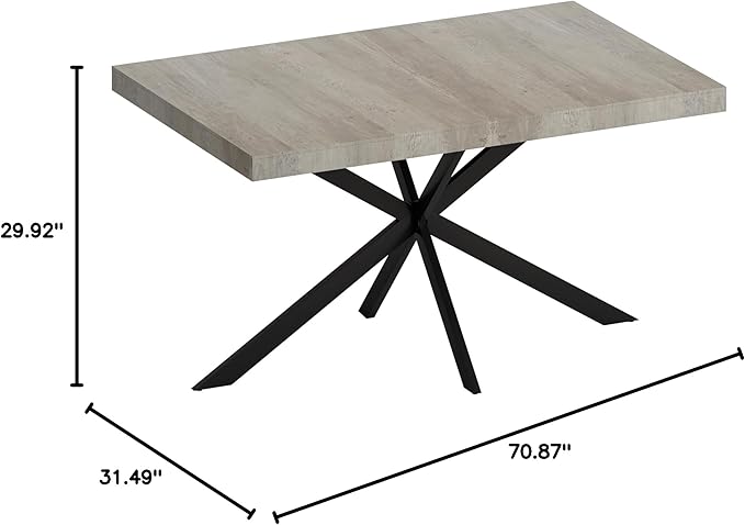 55.11"-70.86" Dining Table for 6-8 People, Retro Rectangular Stretch Table, Kitchen Table with Wood Top, Black Relief Plate Iron Foot Base and Storage Box(Grey)