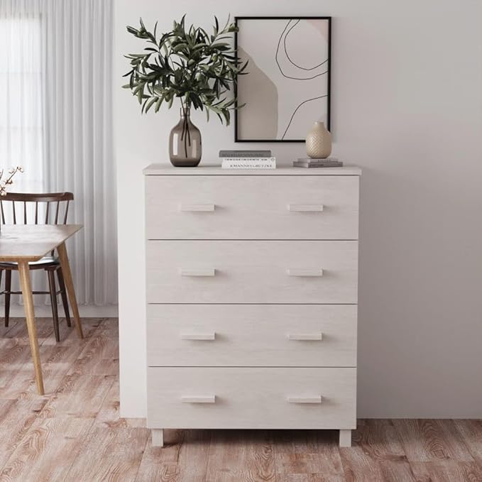 White Solid Pinewood Sideboard, Modern MDF Buffet Cabinet with Smooth Sliding Doors, 15.7 x 31.1 x 40.7 in, Tall Storage for Living Room, Dining Area Kitchen Furniture