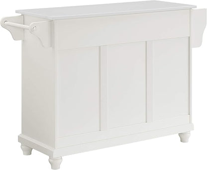 Crosley Furniture Cambridge Stone Top Rolling Kitchen Island Storage Cart, Microwave Stand, Spice Rack, White