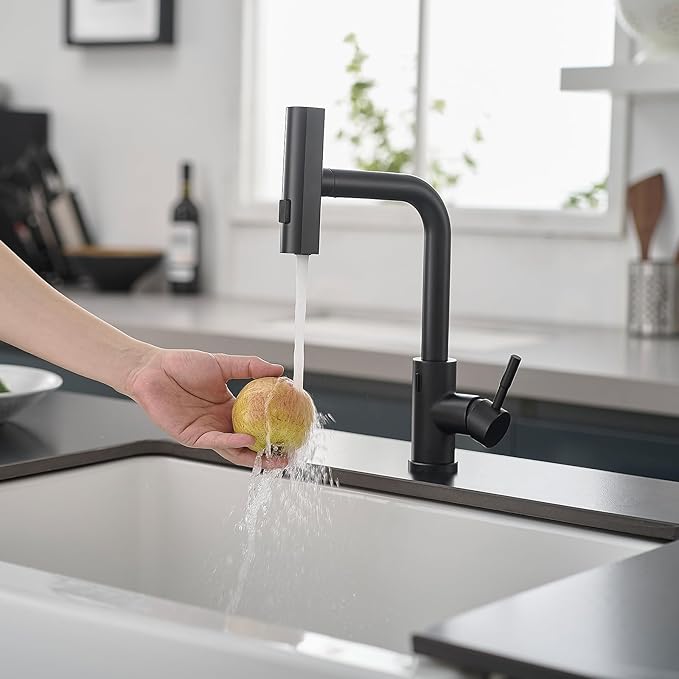 GIMILI Matte Black Touchless Kitchen Faucet with Pull Down Sprayer, 15” Hight Single Hole Handle Kitchen Sink Faucets