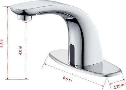 Charmingwater Touchless Bathroom Sink Faucet, Sensor Bathroom Faucet with Hole Cover, Automatic Water Shutoff, Chrome