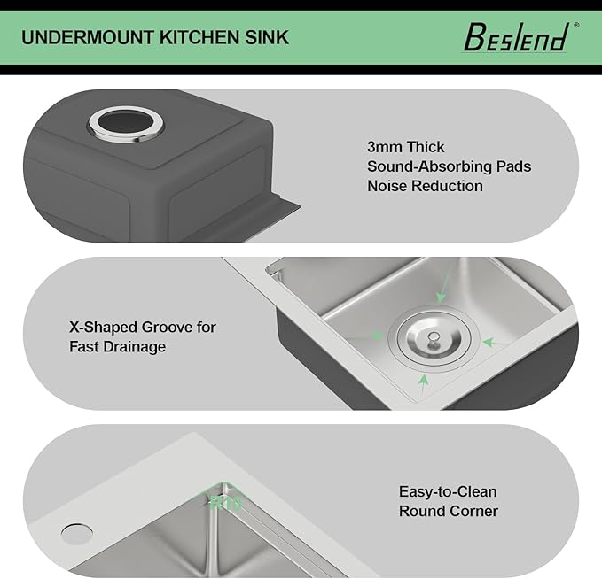15 Inch Drop In Kitchen Sink - Beslend ADA 6 Inch Depth 15x15 Drop In Worksation Sink Topmount Stainless Steel 16 Gauge Mobility Friendly Sinks for Wheelchair Accessible Kitchen