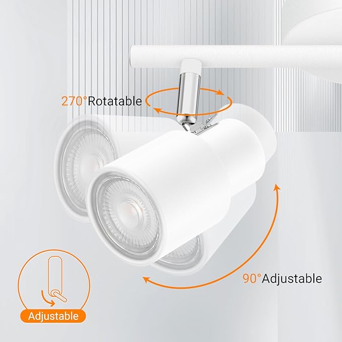 BoostArea LED 2 Light Track Lighting Kit,2 Way Modern Ceiling Spot Lighting,Flexibly Rotatable Light Head for Kitchen, Living Room, Bedroom, White,GU10 Bulb Not Included