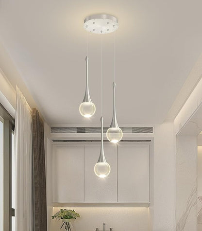 Crystal Chandelier for Dining Room Glam 3 Light Cluster Crystal Pendant Light Dimmable LED Chandeliers for Kitchen Island Living Room Silver