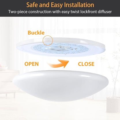 13 inch Flush Mount Ceiling Light, Dimmable LED Ceiling Fixture with 3 Color Temperatures (3000K/4000K/5000K), Ultra Thin Round Design for Kitchen, Bathroom, Bedroom, Hallway - ETL Certified