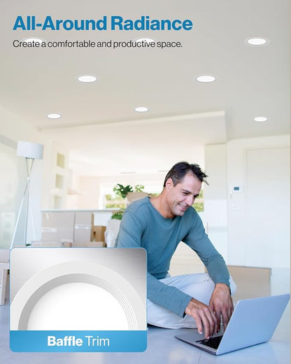 Sunco 12 Pack 6 Inch LED Recessed Light, Ceiling Canless Recessed Lights, Baffle Trim Ultra Thin, 850 LM, 14W, 4000K Cool White, Dimmable, Wafer Thin with Junction Box.
