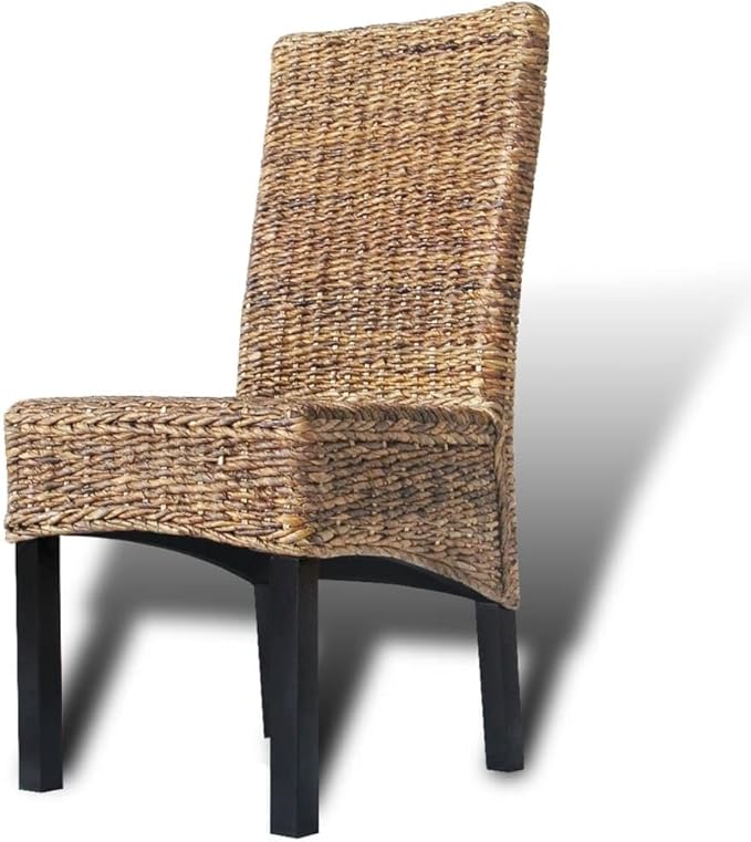 4 Piece Handmade Manila Abaca Dining Chairs Solid Mango Wood 18.5 in Wide Seat 38.2 in Tall Modern Farmhouse Accent Seating for Dining Room Kitchen Living Room