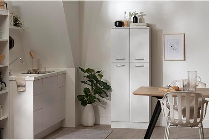 South Shore 7150971 4-Door Storage Pantry with Adjustable Shelves, Pure White