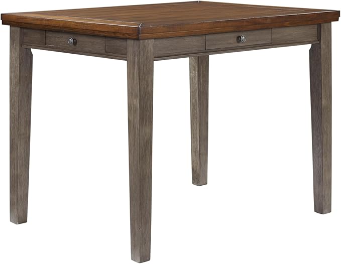 Counter Height Two Tone 4 Drawer Dining Table with Storage, Modern Kitchen Island Table for Small Spaces, Rustic Farmhouse Style Dining Furniture, Easy Assembly and Durable Wood Construction