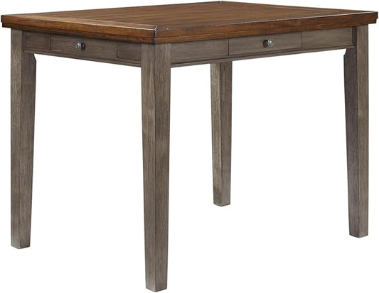 Counter Height Two Tone 4 Drawer Dining Table with Storage, Modern Kitchen Island Table for Small Spaces, Rustic Farmhouse Style Dining Furniture, Easy Assembly and Durable Wood Construction