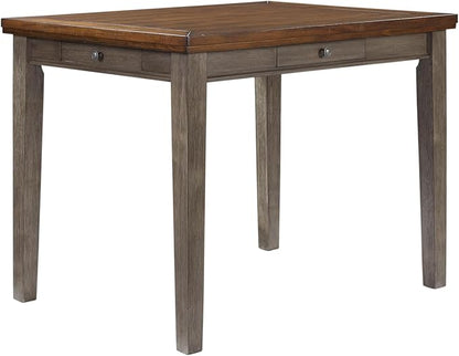 Espresso and White Two Tone Counter Height Dining Table with 4 Drawers, Space-Saving Design for Home Dining Rooms and Kitchen Islands
