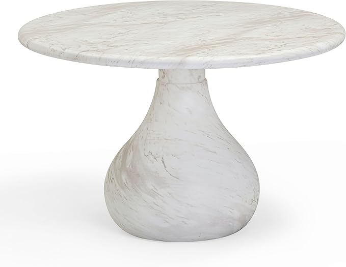 Tov Furniture Smooch White Marble Print Indoor/Outdoor 47" Round Dining Table