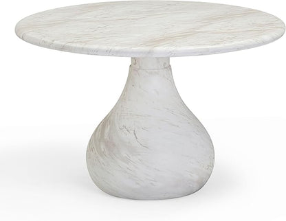 Tov Furniture Smooch White Marble Print Indoor/Outdoor 47" Round Dining Table
