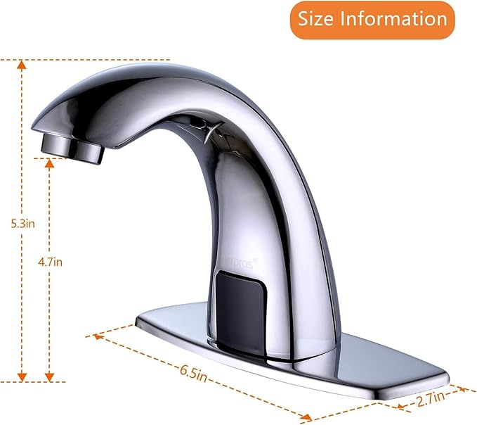 Touchless Bathroom Faucet with Automatic Sensor Function, Bathroom Sink Faucet with Hole Cover Plate, Chrome