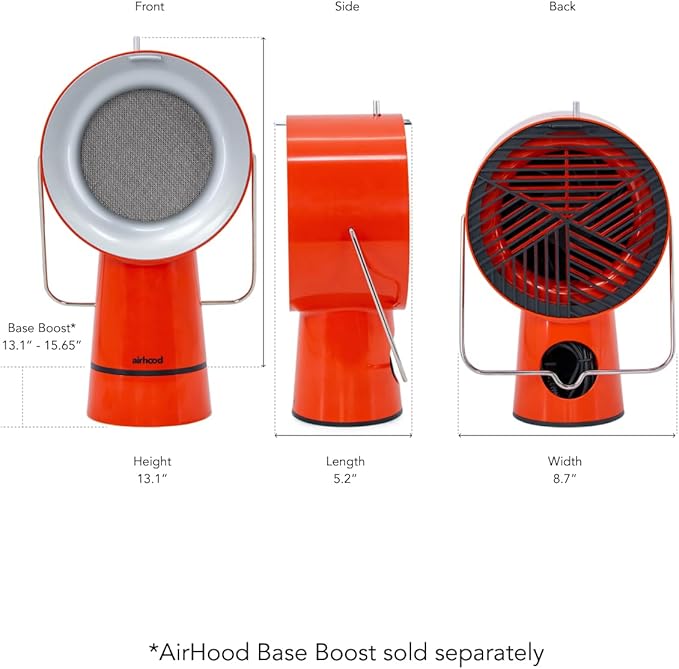 AirHood Wired Range Hood | Portable Kitchen Exhaust Fan with 2 Activated Charcoal Air Filter & Stainless-steel Oil Filter | Easy to Clean - Ideal for Indoor Cooktop Use (Cadmium Orange)