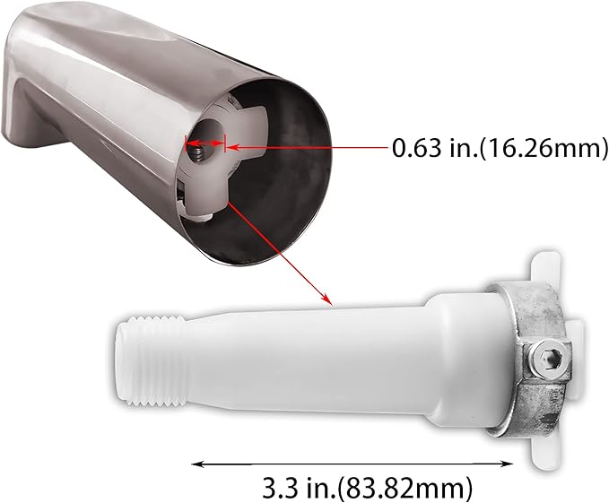 SENTO Slip On Gold Universal Heavy Durable Metal Bathroom Tub Spout Without Diverter, Heavy Duty Metal Bathtub Faucet Without Shower Diverter - 7 Inches 1/2" Copper Pipe, Satin Nickel