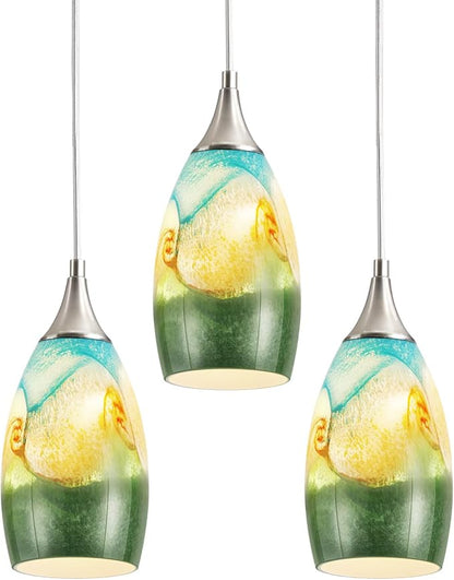 GLADFRESIT Coastal Harmony Pendant Light for Kitchen Islands – Nature's Canvas with Grassland, Beach, and Wave-Inspired Shades, Single Pack for Dining Room, Entryway (Bulb Excluded)