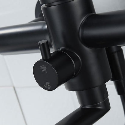 Kitchen Sink Wall Mount Faucet, Matte Black Commercial Faucet with Side Sprayer, Stainless Steel Mixer Tap, Unility Sink Faucet, 7.5-8.5 Inches Center, Spout Reach 9.2"