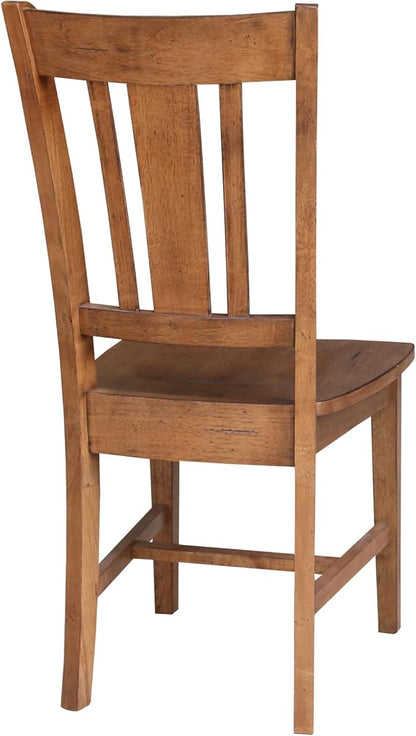 IC INTERNATIONAL CONCEPTS Set of Two Solid Wood San Remo Splatback Chair Distressed Oak