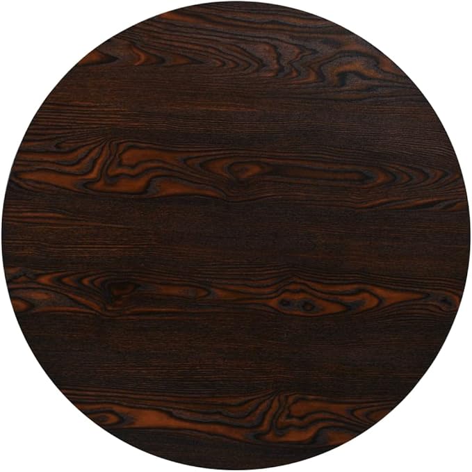 Dark Ash MDF Steel Round Dining Table, 31.5 Inch Kitchen Surface, Simple Bistro Dinner Piece, Ideal for Dining Room, Bar Area, Kitchen & Casual Gatherings, Seats