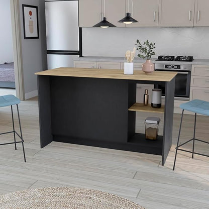 GOWE Kitchen Island Padua, Kitchen, Black/Macadamia