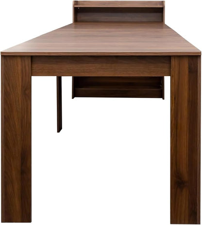 98.4" Extendable Dining Table, Walnut Large Dining Table with Storage for 6-10, Rustic Farmhouse Style Wood Dinner Table Console Table for Kitchen, Dining Room & Living Room