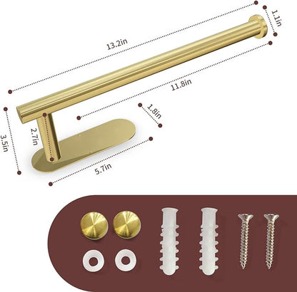 DEKAVA Paper Towel Holder Under Cabinet for Kitchen, Adhesive Paper Towel Holder Wall Mount, SUS304 Stainless Steel 13 inch(1,Gold)