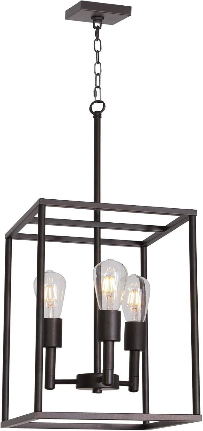 VINLUZ 3 Light Farmhouse Chandelier Black Fixture
