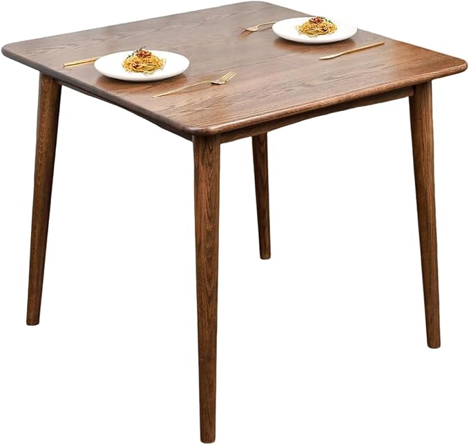 Square Dining Table, Solid Wood Kitchen Table, Mid-Century Modern Kitchen Island Tables for Small Space with Oak Finish, 35.4”D x 35.4" W x 29.5" H, Walnut
