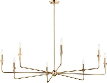 Kichler Alvaro 8-Light Chandelier, Soft Modern Light in Champagne Bronze, for Great Room or Large Living or Dining Room (23.25" x 50"), 52691CPZ