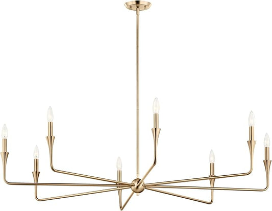 Kichler Alvaro 8-Light Chandelier, Soft Modern Light in Champagne Bronze, for Great Room or Large Living or Dining Room (23.25" x 50"), 52691CPZ