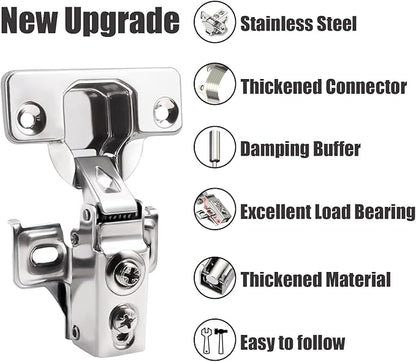 BESTEEL 24 Pack 1/2 inch Overlay Soft Close Cabinet Door Hinges for Kitchen Cabinet Hinges, 100 Degree Opening Angel, Stainless Concealed Kitchen Cabinets Hinge Self Closing with Drilling Tool &Manual