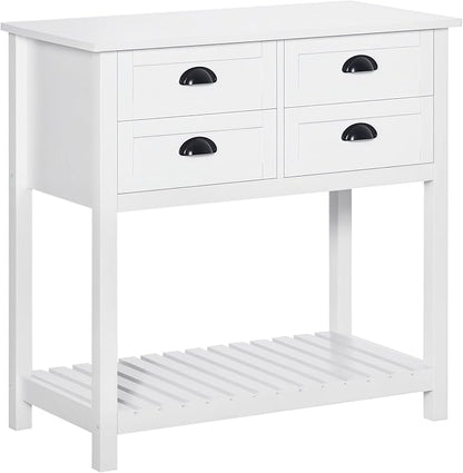 HOMCOM Sideboard Buffet Cabinet with Storage, Modern Coffee Bar Cabinet with 4 Drawers and Slatted Bottom Shelf, Console Table for Kitchen, Living Room, Dining Room, Hallway, White