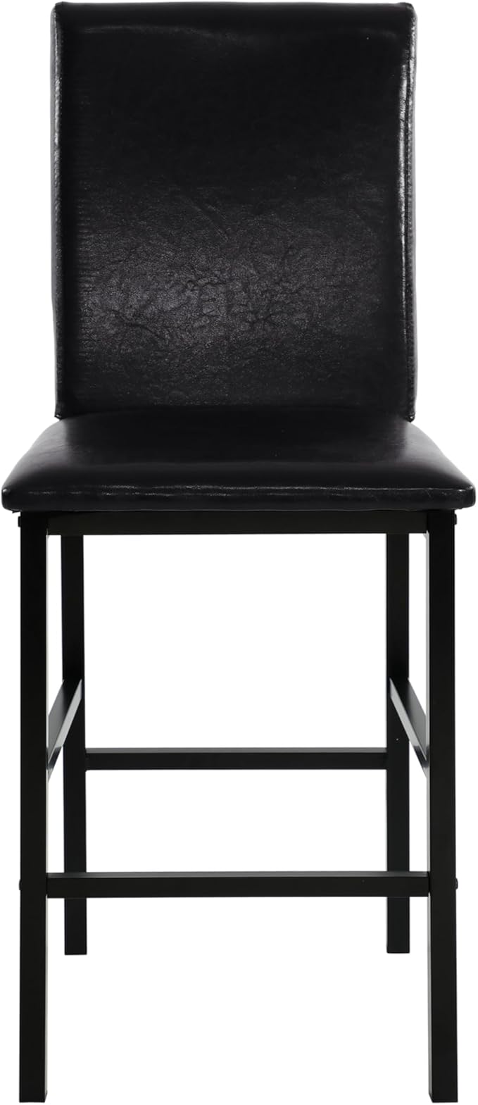 Counter Height Chairs Set of 4, Brown Faux Leather Dining Chairs, Black Metal Frame, Kitchen Island Chairs, 25" Seat Height, Industrial Style