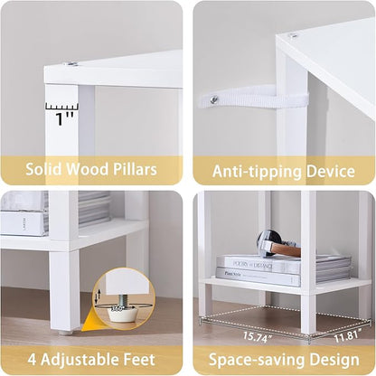 YUFAM 66in Tall Bookshelf 6-Tier Small Narrow Bookcase, Skinny Book Shelf for Small Space, Farmhouse Slim Shelf with Storage, Wood Freestanding Display Thin Bookshelves for Living Room, Office, White