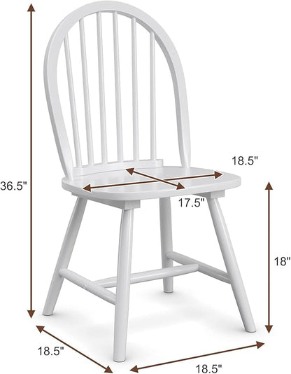 SIMOE Dining Chairs Set of 2, Farmhouse Wooden Kitchen Chairs with Spindle Back, Solid Wood Legs, Windsor Dining Chairs for Kitchen and Dining Room, White