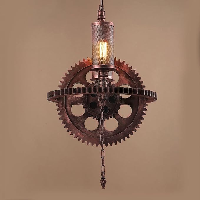YIYIBYUS Vintage Hanging Ceiling Lamp Chandelier Industrial Pendant Light Fixture Steampunk Gear Ceiling Light for Kitchen Dining Room Living Room