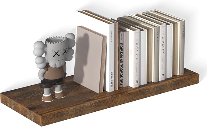 30" W x 12" D Large Floating Shelves for Wall Deep Floating Shelves for Wall 1 Pack Floating Shelf Large Storage Space Wall Mount Shelf for Living Room Kitchen Bathroom Rustic Brown