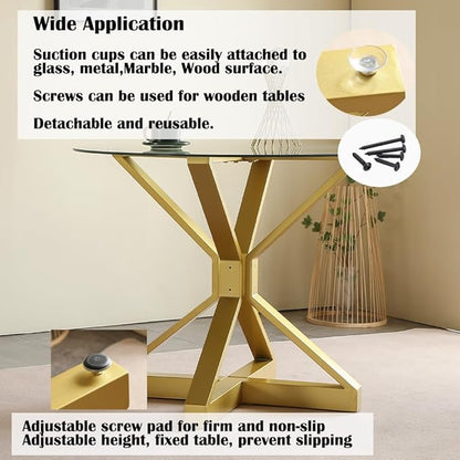 28In Modern Table Base Metal Pedestal Dinning Table Legs with Suction Cups, Heavy Duty Desk Base for Marble,Glass,Wood Top, Coffee Table Legs for Kitchen,Home,Restaurant
