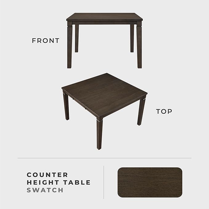 Lexicon Modern Counter Height Dining Table, Expandable Wooden Kitchen Table with Removable Leaf, Space Saving, Seats for 4-6 People, for Home, Dining Room, 36 Inch-54 Inch, Dark Espresso