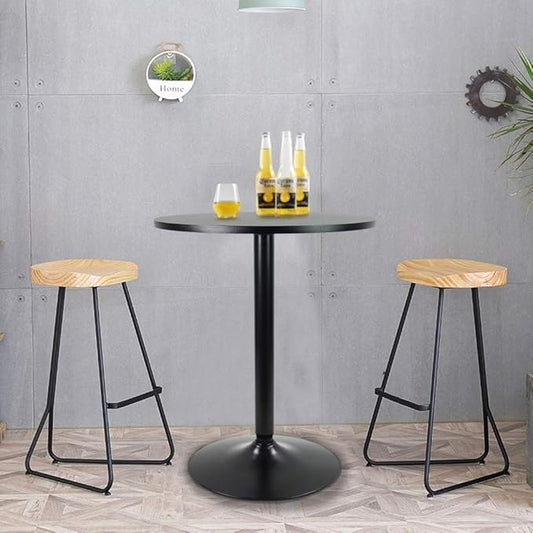 KKTONER Round Bar Table 23.6-Inch Top for Cocktail Bar Pub Dining Bistro (28.7H, Black)