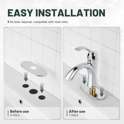 6 Inch Chrome Sink Hole Cover, Greenspring 4" Hole Cover Deck Plate, Round Bathroom Faucet Deck Plate, Faucet Escutcheon for Bathroom or Kitchen Vanity Sink Faucets Stainless Steel