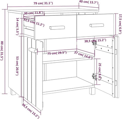 Light Grey Sideboard Buffet Cabinet 31.1x15.7x31.5 in Solid Pine Coffee Bar Kitchen Storage Credenza for Dining Room Living Room Entryway