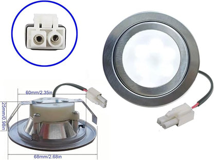 2-Pack 1.5W DC 12V LED Cooker Range Hood Bulb Light 60mm Hole Kitchen Closet Undercabinet Light Recessed Downlight Stainless Steel Clear Glass (Warm White 3000K)